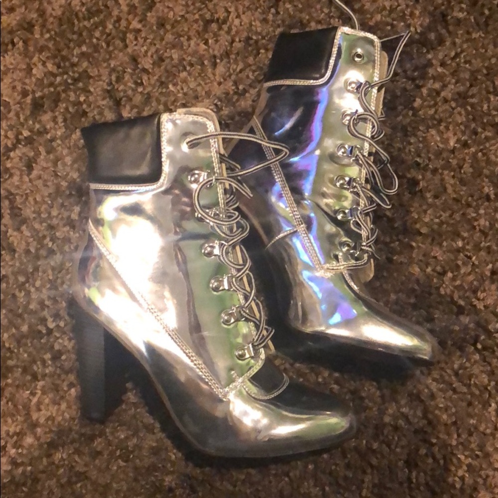 Silver metallic boots